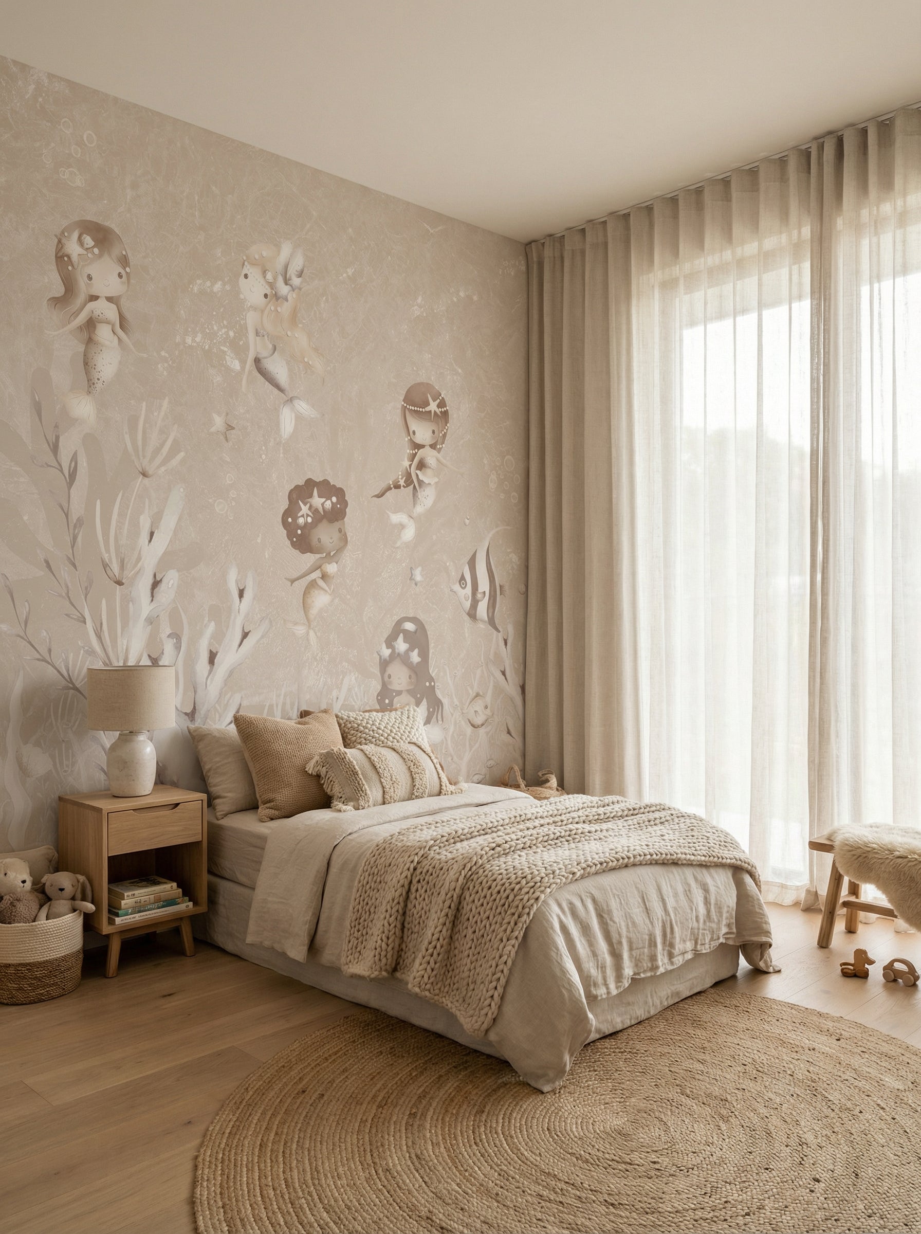 Behang Swimming Mermaids | Beige