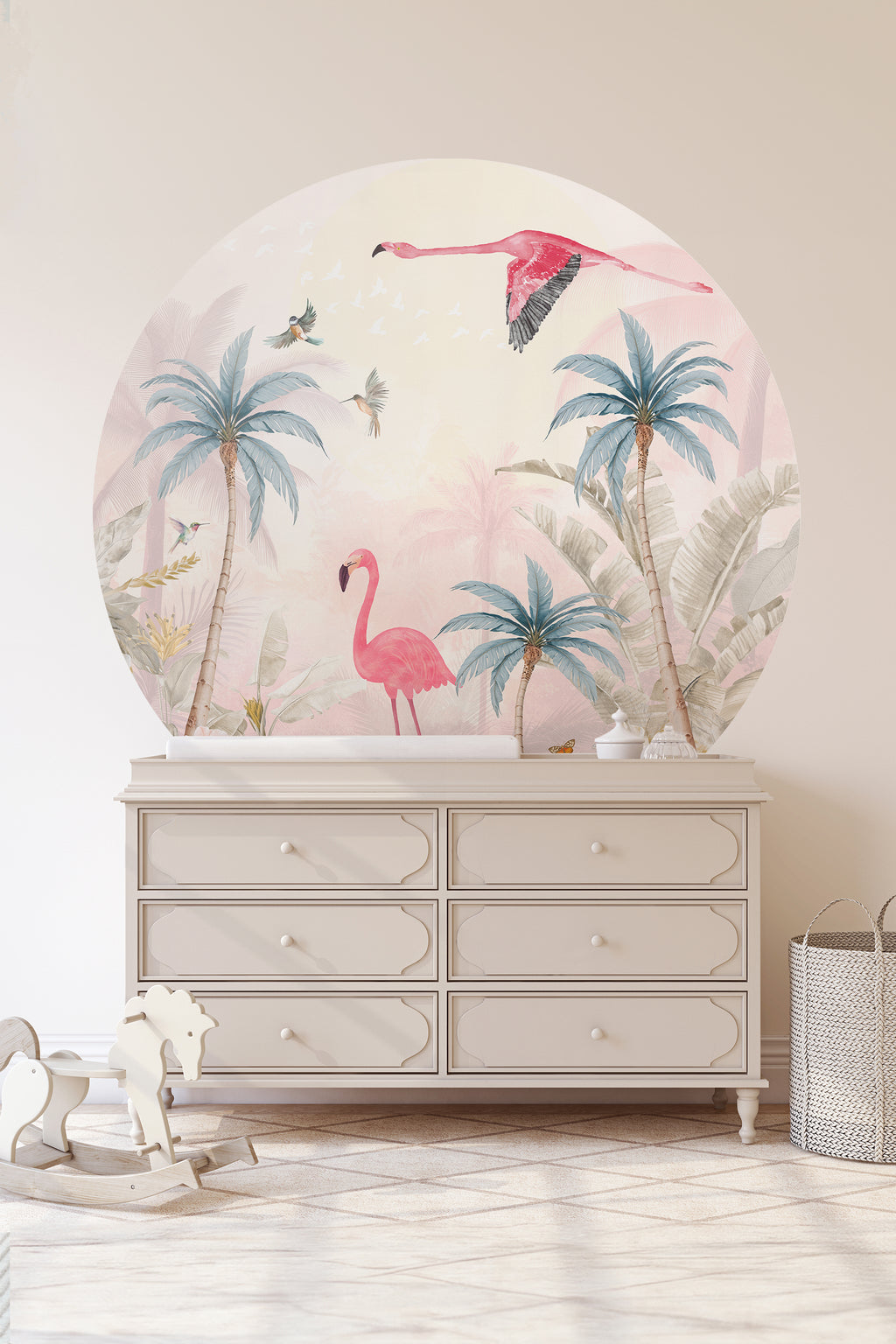 Behangcirkel Pink Flamingo