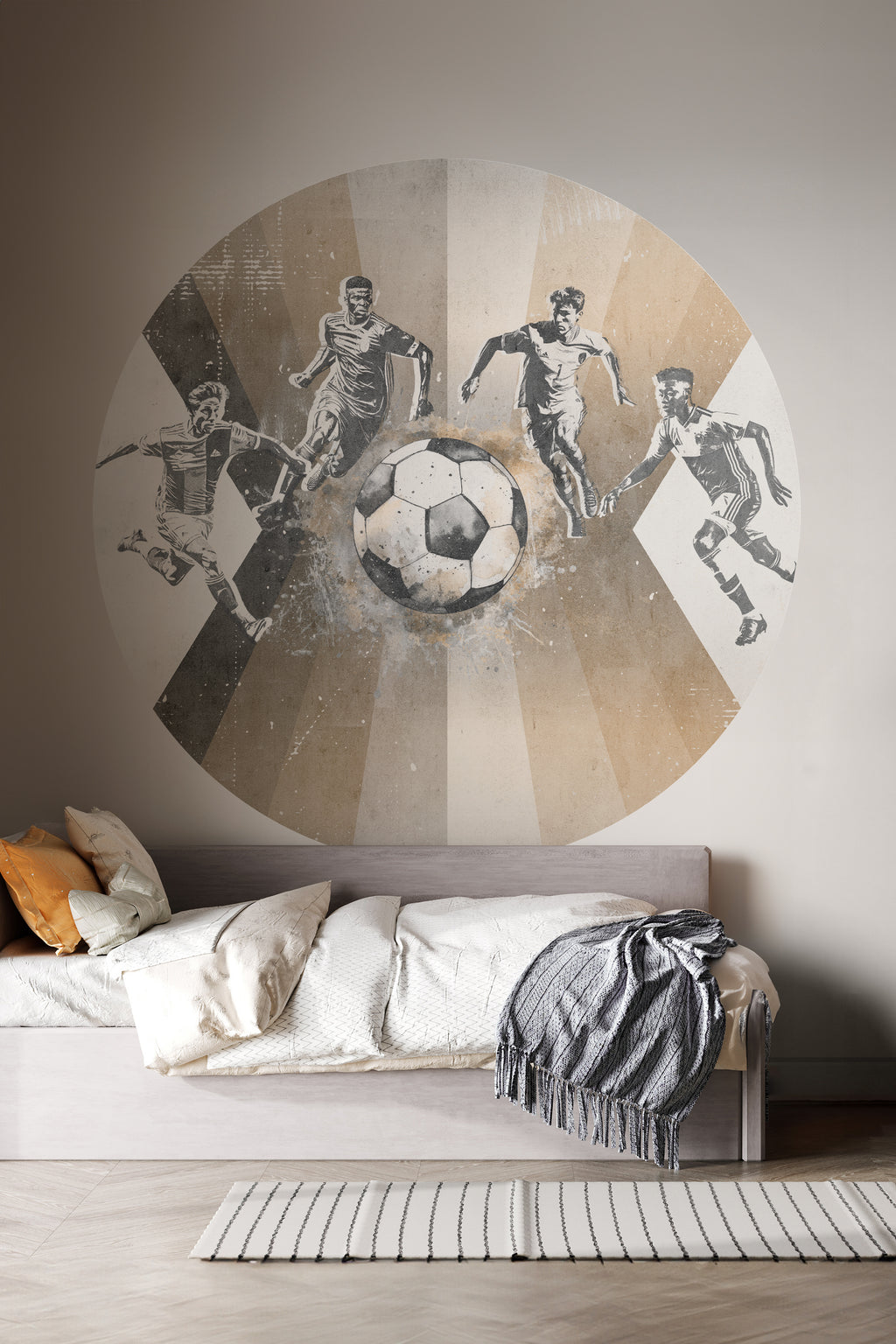 Behangcirkel Voetbal | Mannen | Taupe