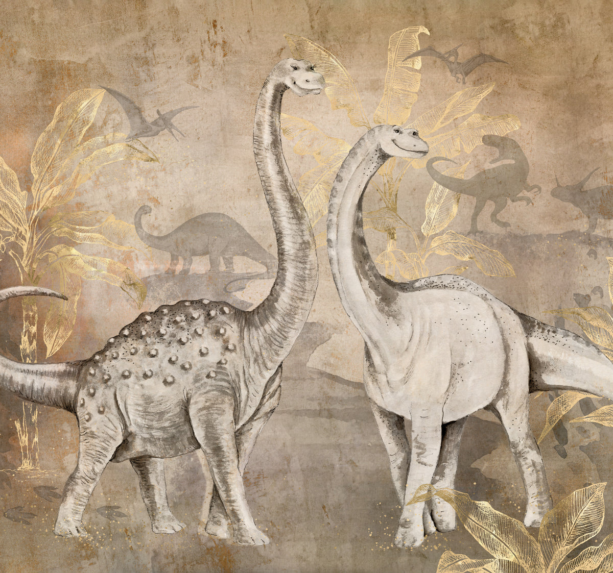 Dessin van Behang Dino, waaruit de behangcirkel is gesneden