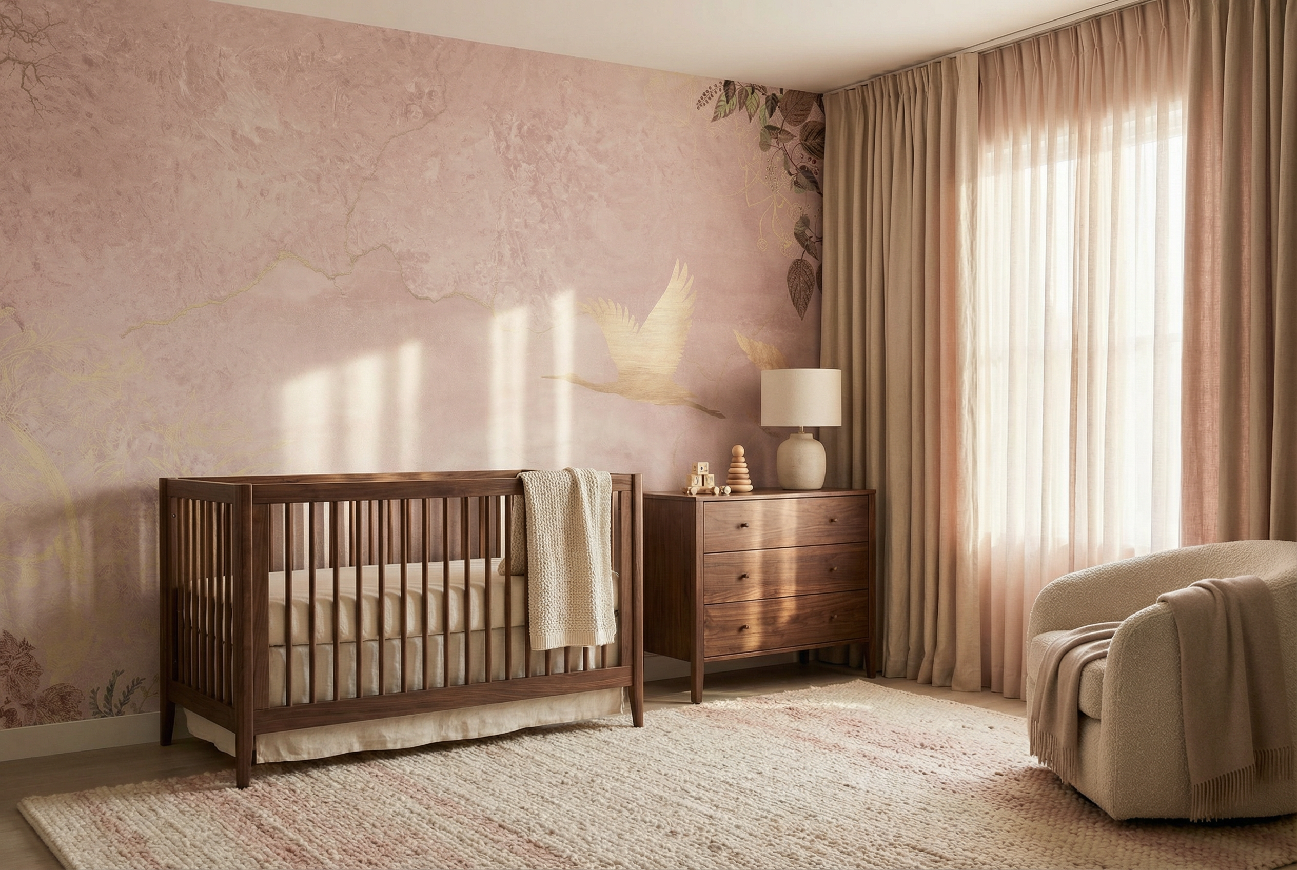 Behang Morning Bird | Roze